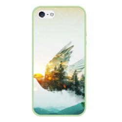 Летящий голубь и лес эффект двойной экспозиции – Чехол для iPhone 5/5S матовый с принтом купить