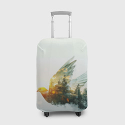 Летящий голубь и лес эффект двойной экспозиции – Чехол для чемодана 3D с принтом купить
