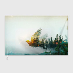Летящий голубь и лес эффект двойной экспозиции – Флаг 3D с принтом купить