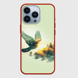 Голубь и лес: эффект двойной экспозиции – Чехол для iPhone 13 Pro с принтом купить
