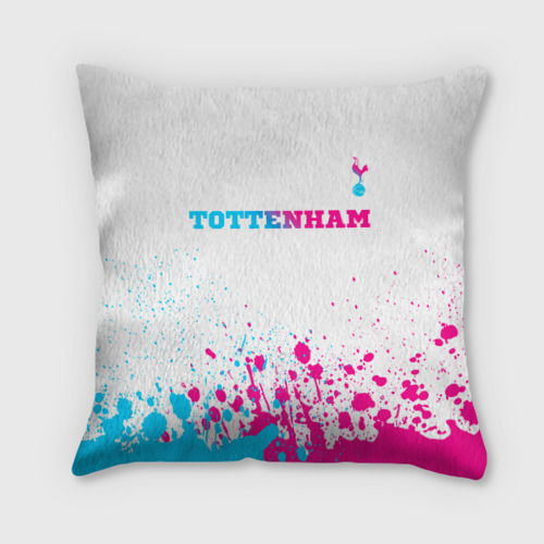 Подушка с принтом Tottenham neon gradient style посередине, вид спереди №1