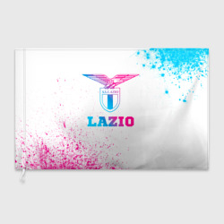 Флаг с принтом Lazio neon gradient style для любого человека, вид спереди №3. Цвет основы: белый