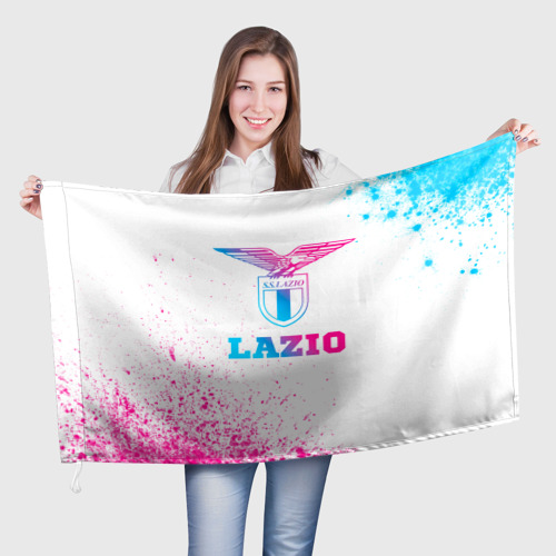Флаг с принтом Lazio neon gradient style, вид спереди №1