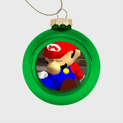 Ёлочный шар стеклянный/пластиковый Марио 64 спит арт