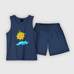 Солнце и волна – Детская пижама с шортами хлопок с принтом купить со скидкой в -20%