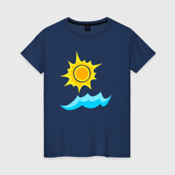 Солнце и волна – Женская футболка хлопок с принтом купить со скидкой в -20%