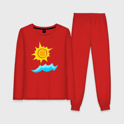 Солнце и волна – Женская пижама с лонгсливом хлопок с принтом купить