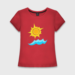 Солнце и волна – Женская футболка хлопок Slim с принтом купить
