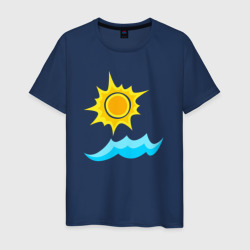 Солнце и волна – Мужская футболка хлопок с принтом купить со скидкой в -20%