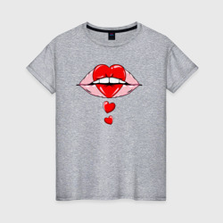 Губы и сердечки – Женская футболка хлопок с принтом купить со скидкой в -20%