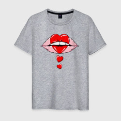 Губы и сердечки – Мужская футболка хлопок с принтом купить со скидкой в -20%