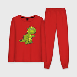 Забавный динозавр – Женская пижама с лонгсливом хлопок с принтом купить