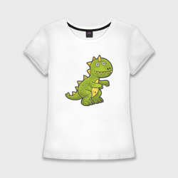 Забавный динозавр – Женская футболка хлопок Slim с принтом купить