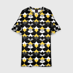 Желто черный с белым геометрический узор – Детское платье 3D с принтом купить
