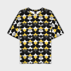 Желто черный с белым геометрический узор – Мужская футболка oversize 3D с принтом купить со скидкой в -50%