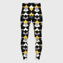 Желто черный с белым геометрический узор – Мужские тайтсы 3D с принтом купить