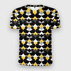 Желто черный с белым геометрический узор – Мужская футболка 3D Slim с принтом купить со скидкой в -9%