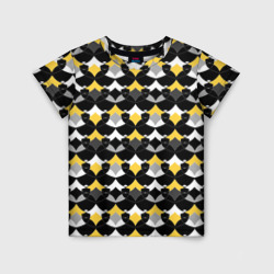 Желто черный с белым геометрический узор – Детская футболка 3D с принтом купить со скидкой в -33%