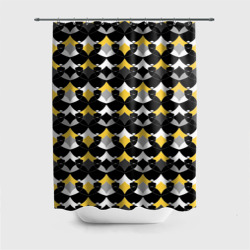 Желто черный с белым геометрический узор – Штора 3D для ванной с принтом купить