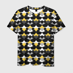 Желто черный с белым геометрический узор – Мужская футболка 3D с принтом купить со скидкой в -26%