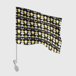 Желто черный с белым геометрический узор – Флаг для автомобиля с принтом купить