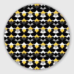 Желто черный с белым геометрический узор – Круглый коврик для мышки с принтом купить