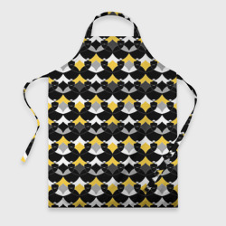 Желто черный с белым геометрический узор – Фартук 3D с принтом купить