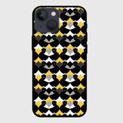 Желто черный с белым геометрический узор – Чехол для iPhone 13 mini с принтом купить