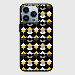 Желто черный с белым геометрический узор – Чехол для iPhone 13 Pro с принтом купить
