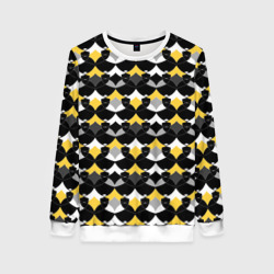 Желто черный с белым геометрический узор – Женский свитшот 3D с принтом купить со скидкой в -35%