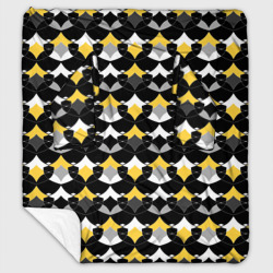 Желто черный с белым геометрический узор – Плед с рукавами с принтом купить
