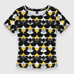 Желто черный с белым геометрический узор – Женская футболка 3D Slim с принтом купить