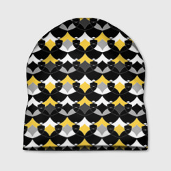 Желто черный с белым геометрический узор – Шапка 3D с принтом купить
