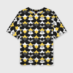 Желто черный с белым геометрический узор – Женская футболка oversize 3D с принтом купить со скидкой в -50%