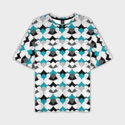 Разноцветный черный голубой с белым геометрический узор – Мужская футболка oversize 3D с принтом купить со скидкой в -50%