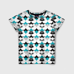 Разноцветный черный голубой с белым геометрический узор – Детская футболка 3D с принтом купить со скидкой в -33%
