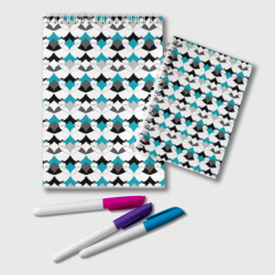 Разноцветный черный голубой с белым геометрический узор – Блокнот с принтом купить