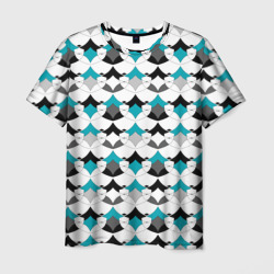 Разноцветный черный голубой с белым геометрический узор – Мужская футболка 3D с принтом купить со скидкой в -26%