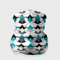 Разноцветный черный голубой с белым геометрический узор – Бандана-труба 3D с принтом купить