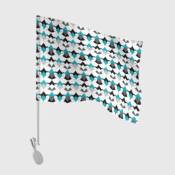 Разноцветный черный голубой с белым геометрический узор – Флаг для автомобиля с принтом купить