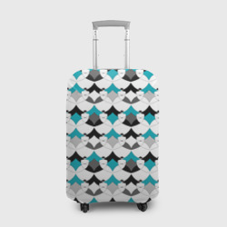 Разноцветный черный голубой с белым геометрический узор – Чехол для чемодана 3D с принтом купить