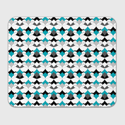 Прямоугольный коврик для мышки с принтом Разноцветный черный голубой с белым геометрический узор, вид спереди №1