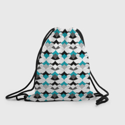 Разноцветный черный голубой с белым геометрический узор – Рюкзак-мешок 3D с принтом купить со скидкой в -25%