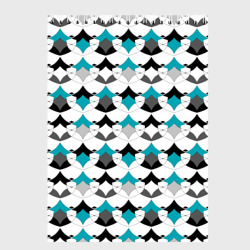 Разноцветный черный голубой с белым геометрический узор – Скетчбук с принтом купить