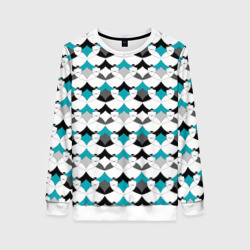 Разноцветный черный голубой с белым геометрический узор – Женский свитшот 3D с принтом купить со скидкой в -35%