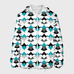 Разноцветный черный голубой с белым геометрический узор – Мужская куртка 3D с принтом купить со скидкой в -10%
