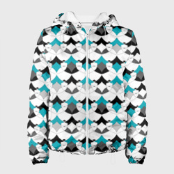 Разноцветный черный голубой с белым геометрический узор – Женская куртка 3D с принтом купить со скидкой в -10%