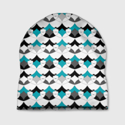 Разноцветный черный голубой с белым геометрический узор – Шапка 3D с принтом купить