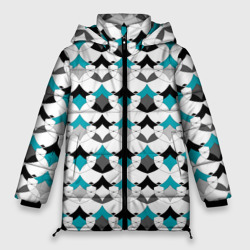 Разноцветный черный голубой с белым геометрический узор – Женская зимняя куртка Oversize с принтом купить