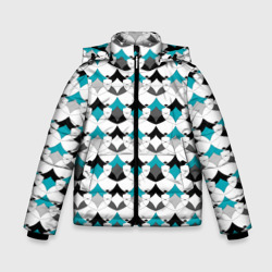 Разноцветный черный голубой с белым геометрический узор – Зимняя куртка для мальчиков 3D с принтом купить